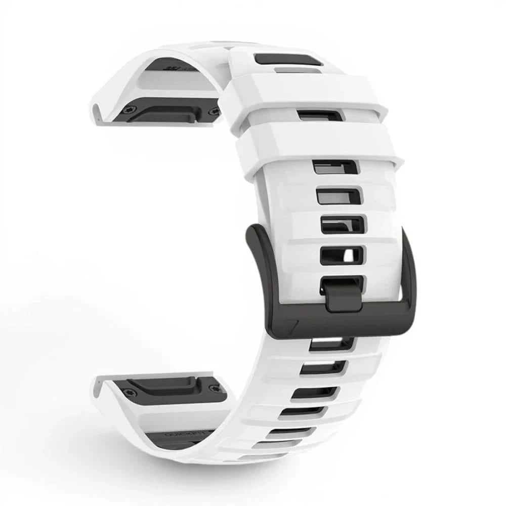 Bracelet Sport Pro silicone blanc, vue de profil - Garmin QuickFit 26mm | Clipz-it