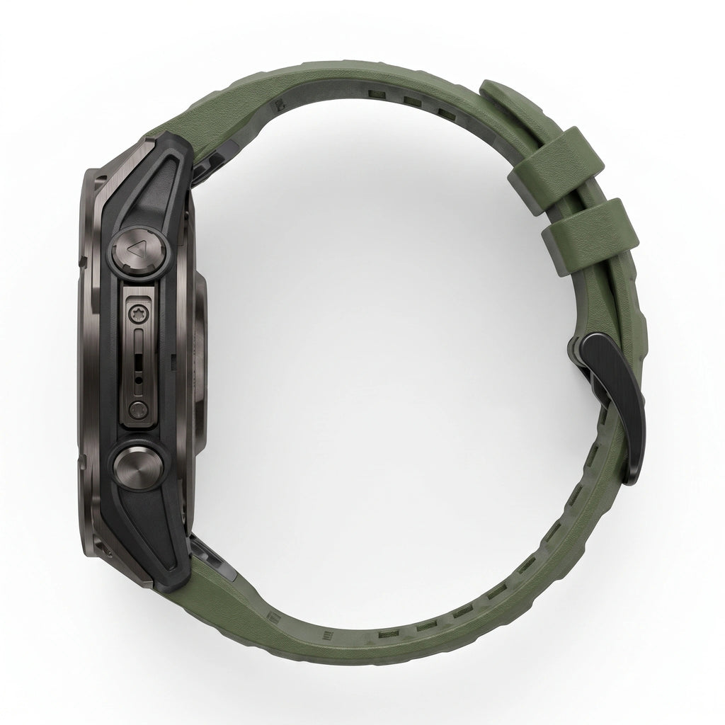 Bracelet Sport Pro silicone kaki, vue de dos - Garmin QuickFit 26mm | Clipz-it