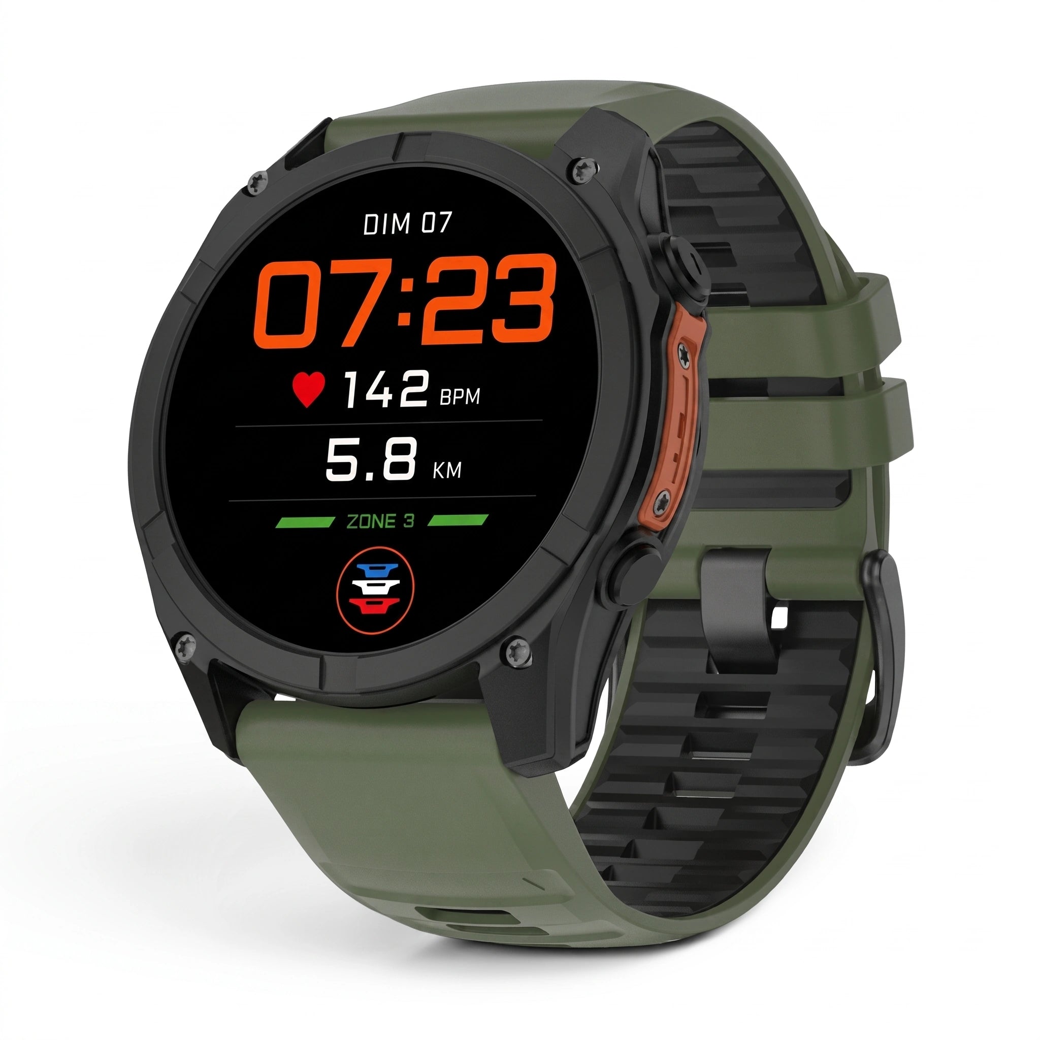 Bracelet Sport Pro silicone kaki, vue de face - Garmin QuickFit 26mm | Clipz-it