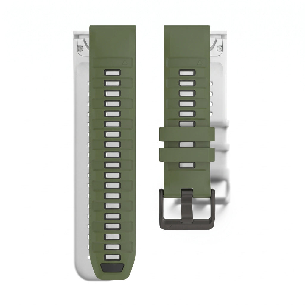 Bracelet Sport Pro silicone vert, vue de profil 2 - Garmin QuickFit 26mm | Clipz-it