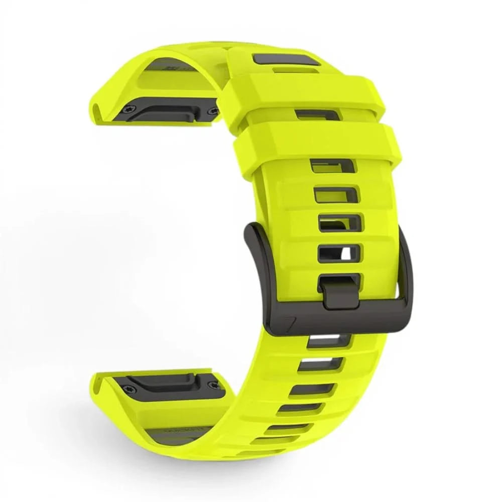Bracelet Sport Pro silicone vert, vue de profil - Garmin QuickFit 26mm | Clipz-it