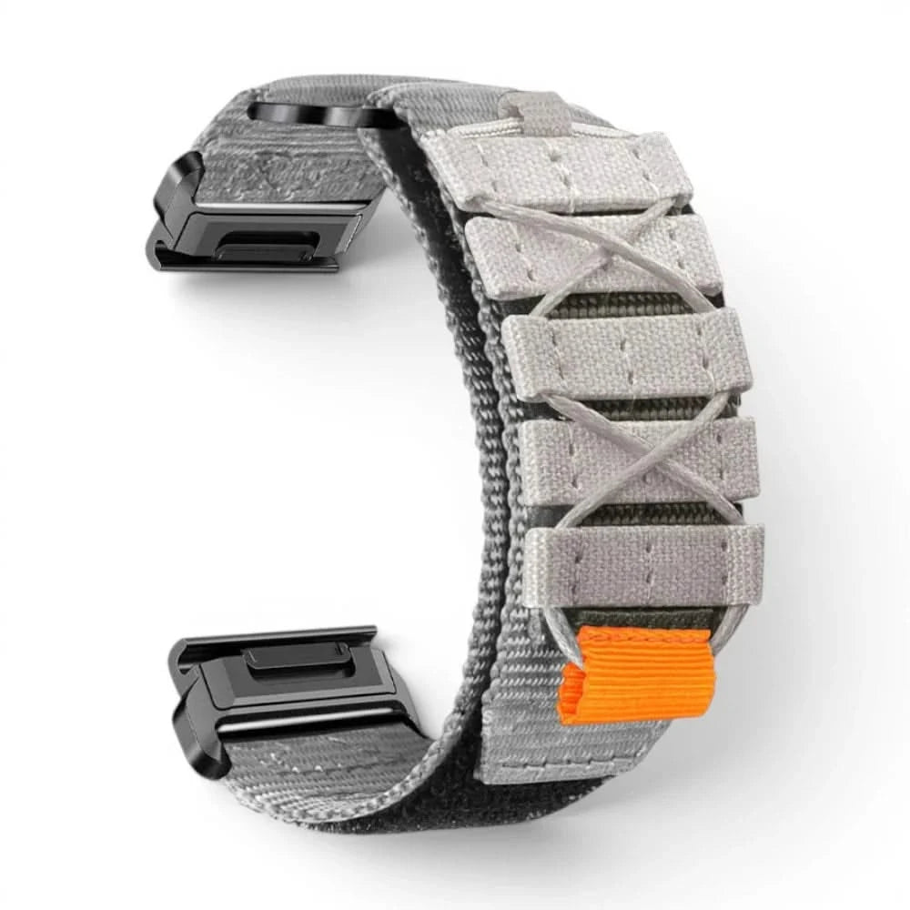Bracelet Trekker nylon gris, vue de dos - Garmin QuickFit 26mm | Clipz-it