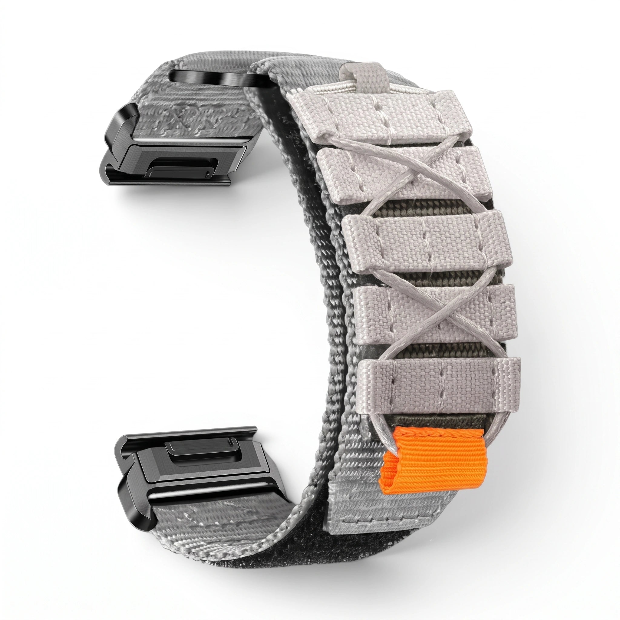 Bracelet Trekker nylon gris, vue de dos - Garmin QuickFit 26mm | Clipz-it