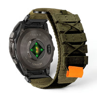Bracelet Trekker nylon kaki, vue de face - Garmin QuickFit 26mm | Clipz-it