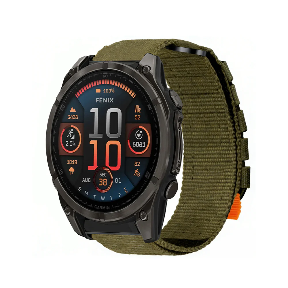 Bracelet Trekker nylon kaki, packshot - Garmin QuickFit 26mm | Clipz-it