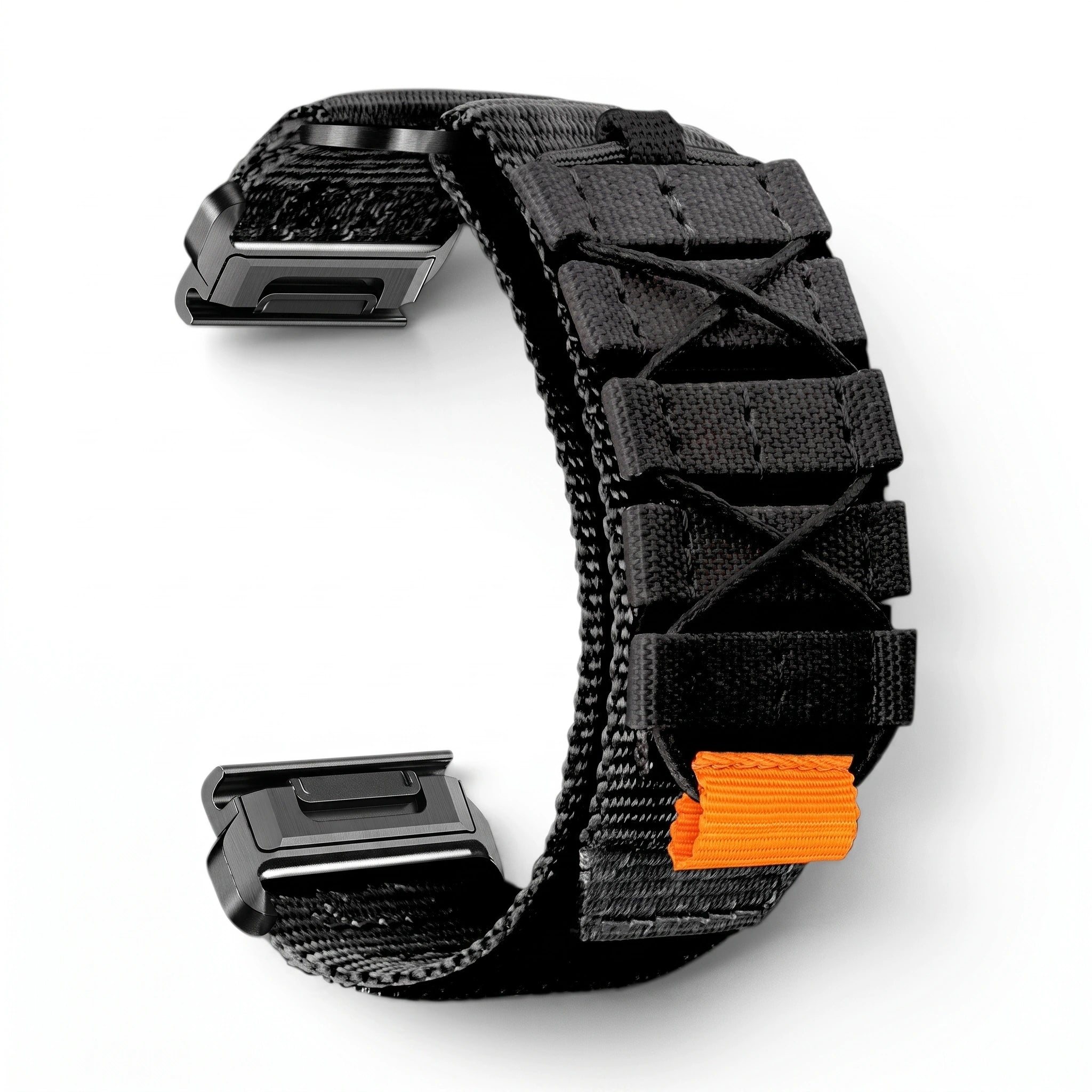 Bracelet Trekker nylon noir, vue de dos - Garmin QuickFit 26mm | Clipz-it