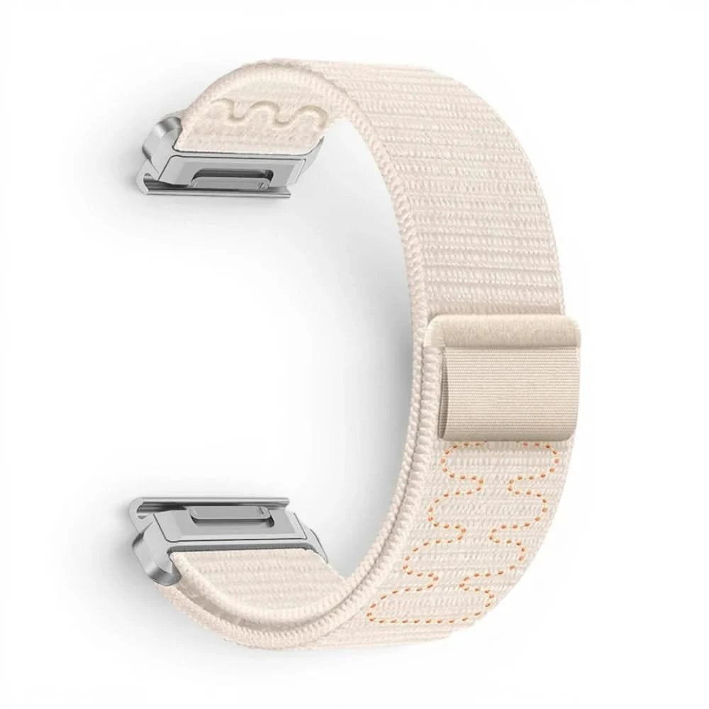 Bracelet Weave nylon tressé blanc, vue de profil 2 - Garmin QuickFit 26mm | Clipz-it