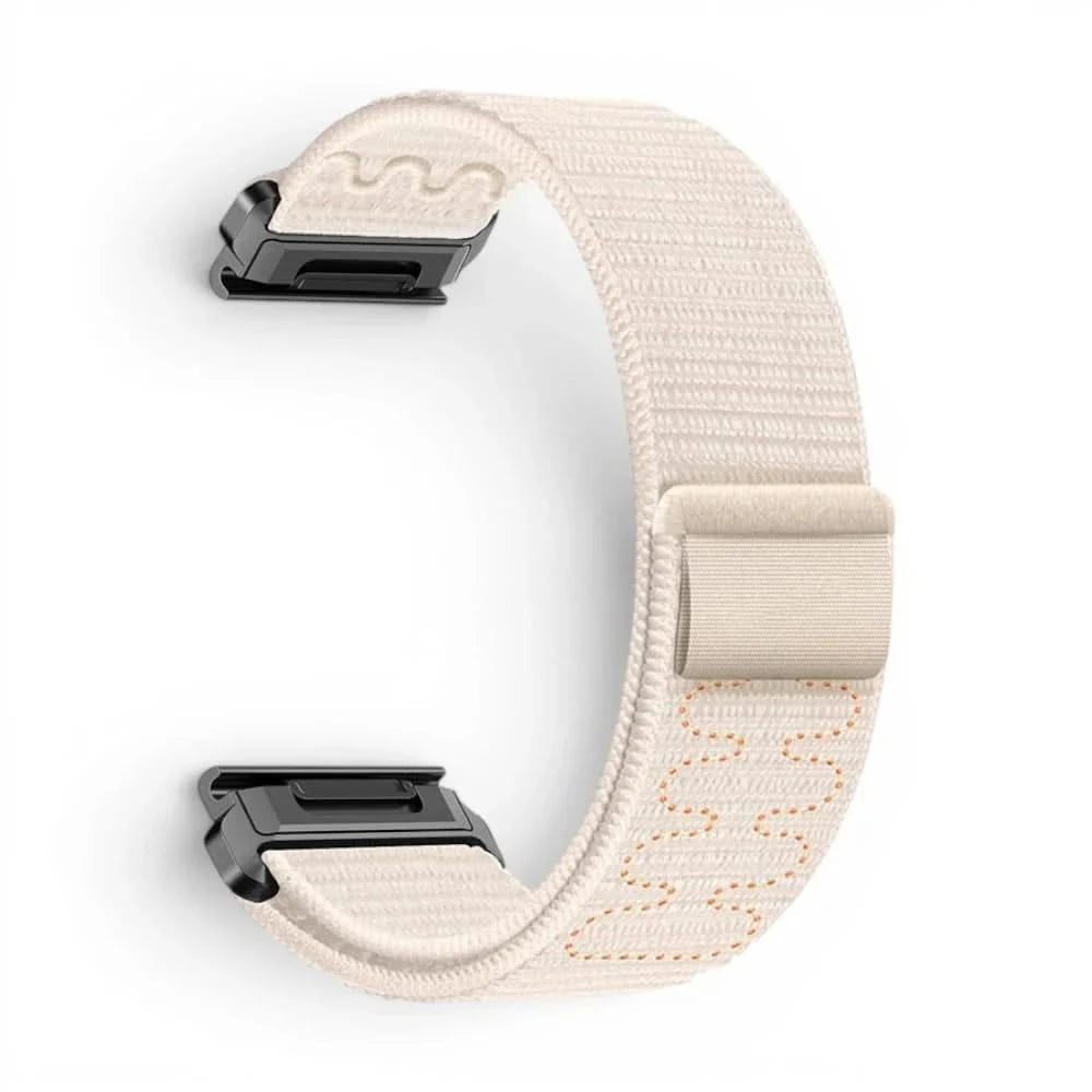 Bracelet Weave nylon tressé blanc, vue de profil - Garmin QuickFit 26mm | Clipz-it