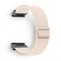 Bracelet Weave nylon tressé blanc, vue de profil - Garmin QuickFit 26mm | Clipz-it