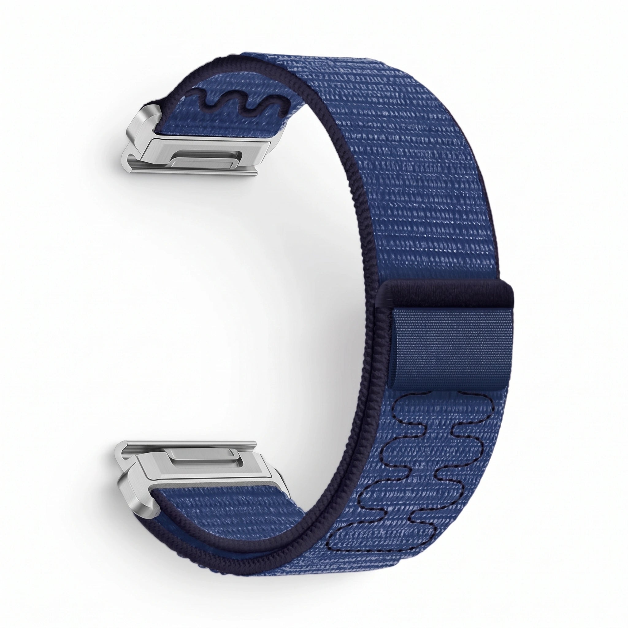 Bracelet Weave nylon tressé bleu nuit, vue de profil 2 - Garmin QuickFit 26mm | Clipz-it