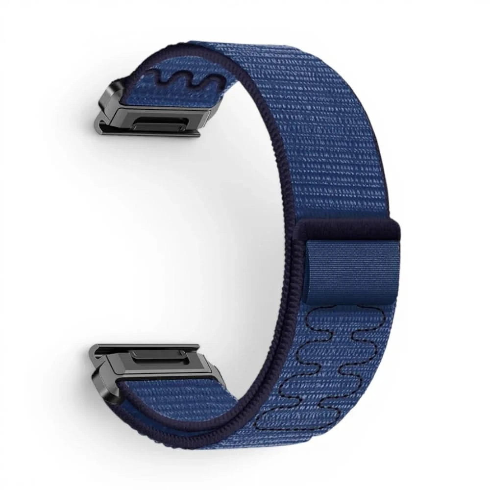 Bracelet Weave nylon tressé bleu nuit, vue de profil - Garmin QuickFit 26mm | Clipz-it