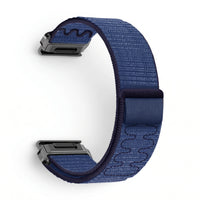 Bracelet Weave nylon tressé bleu nuit, vue de profil - Garmin QuickFit 26mm | Clipz-it