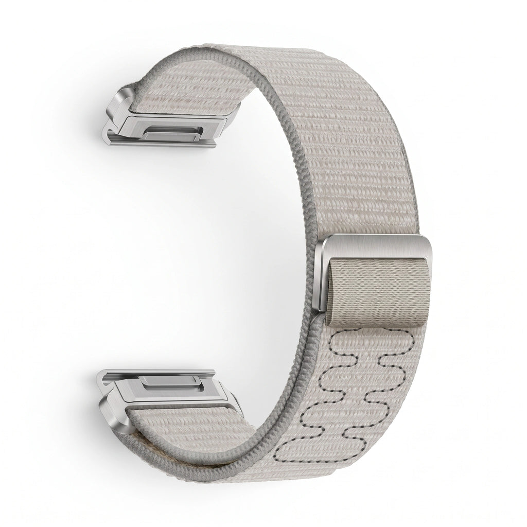 Bracelet Weave nylon tressé gris, vue de profil 2 - Garmin QuickFit 26mm | Clipz-it