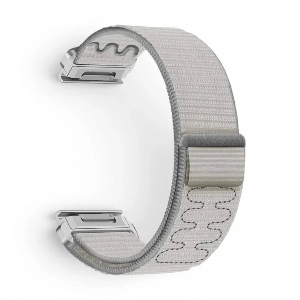 Bracelet Weave nylon tressé gris, vue de profil 2 - Garmin QuickFit 26mm | Clipz-it