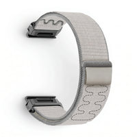 Bracelet Weave nylon tressé gris, vue de profil - Garmin QuickFit 26mm | Clipz-it