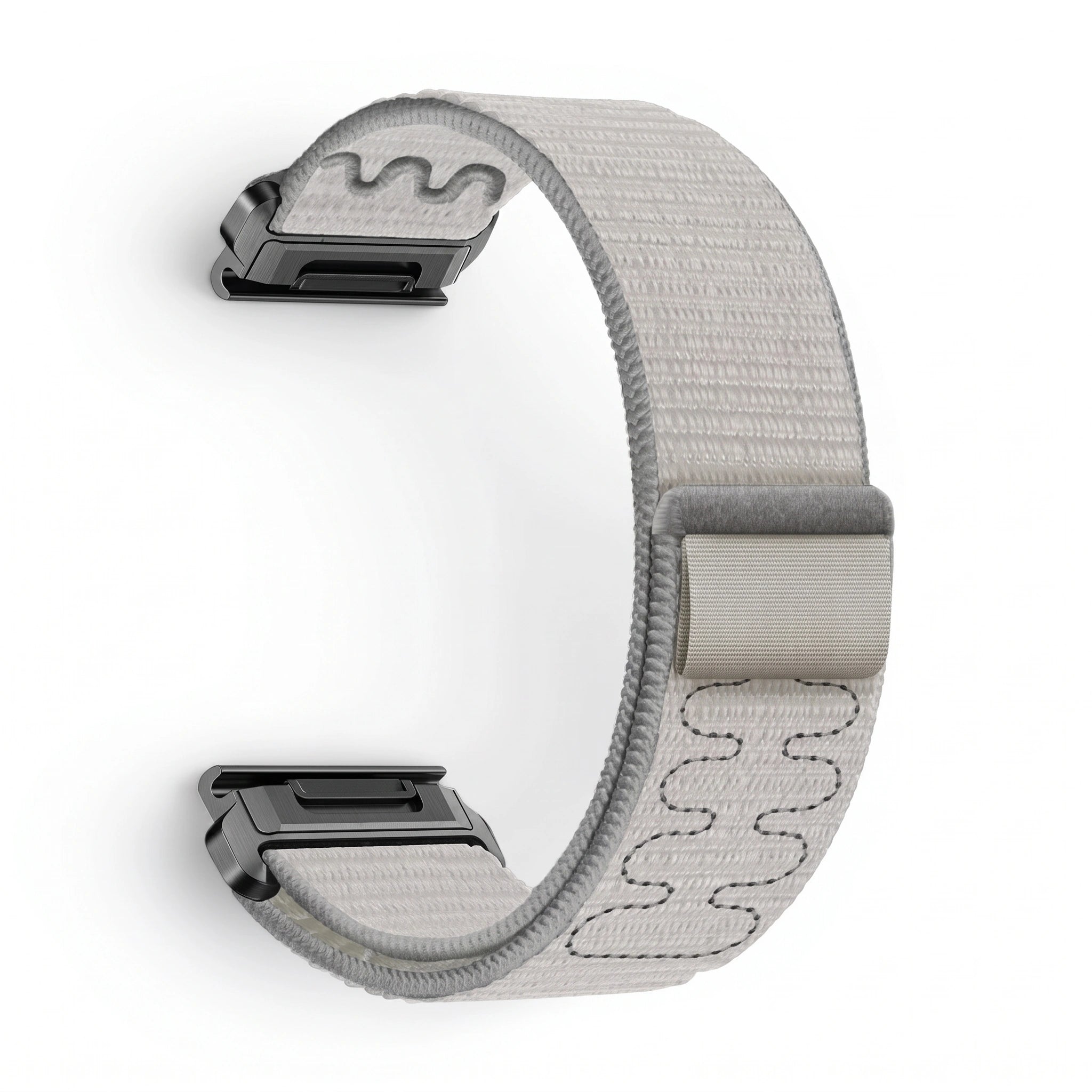Bracelet Weave nylon tressé gris, vue de profil - Garmin QuickFit 26mm | Clipz-it