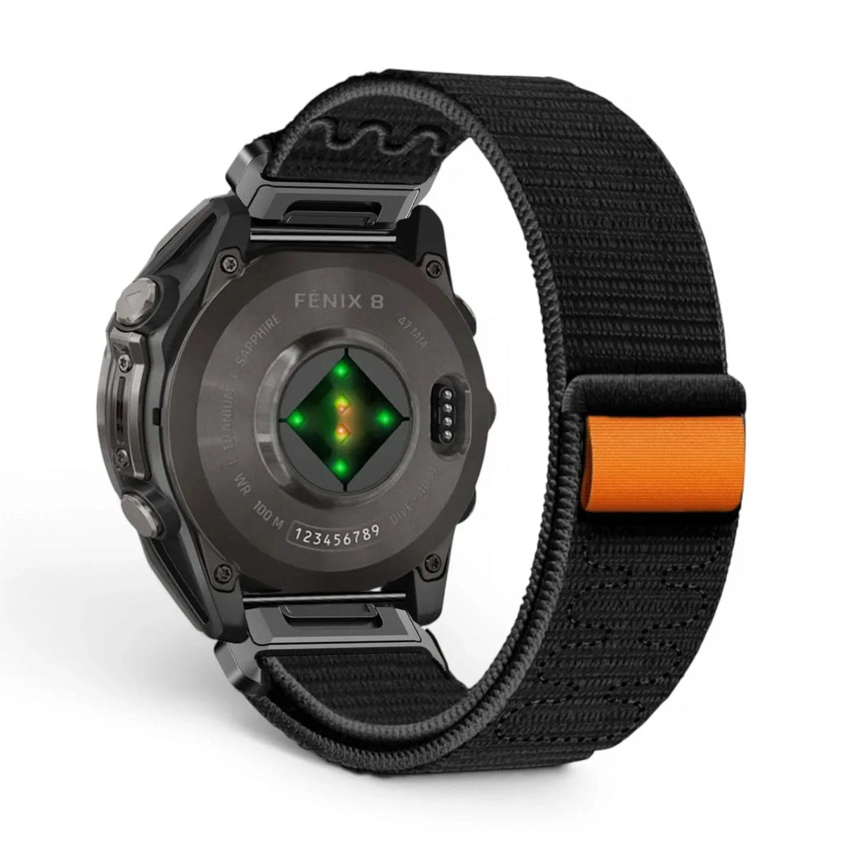 Bracelet Weave nylon tressé noir, vue de face 2 - Garmin QuickFit 26mm | Clipz-it