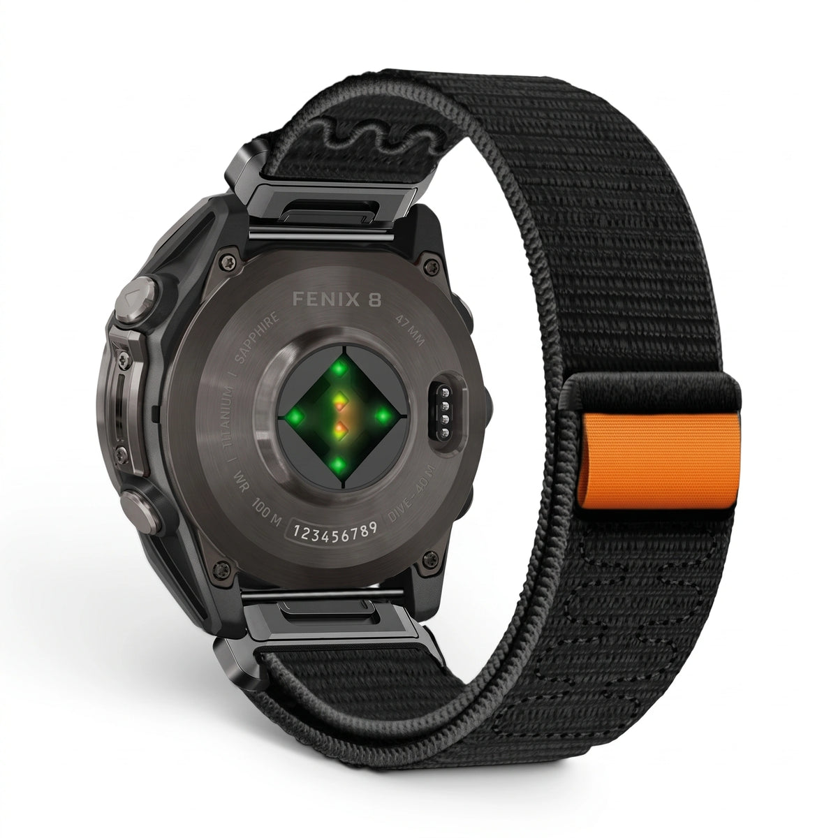 Bracelet Weave nylon tressé noir, vue de face 2 - Garmin QuickFit 26mm | Clipz-it