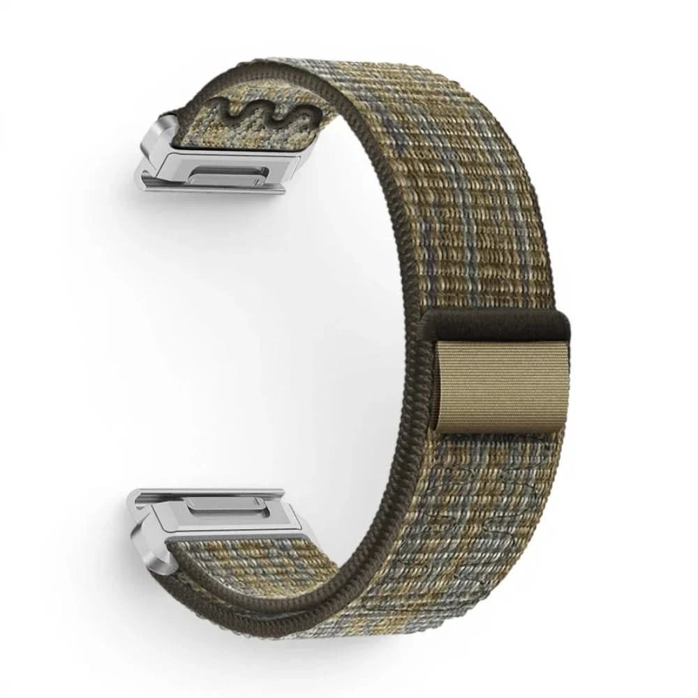 Bracelet Weave nylon tressé vert militaire, vue de profil 2 - Garmin QuickFit 26mm | Clipz-it