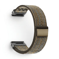 Bracelet Weave nylon tressé vert militaire, vue de profil - Garmin QuickFit 26mm | Clipz-it