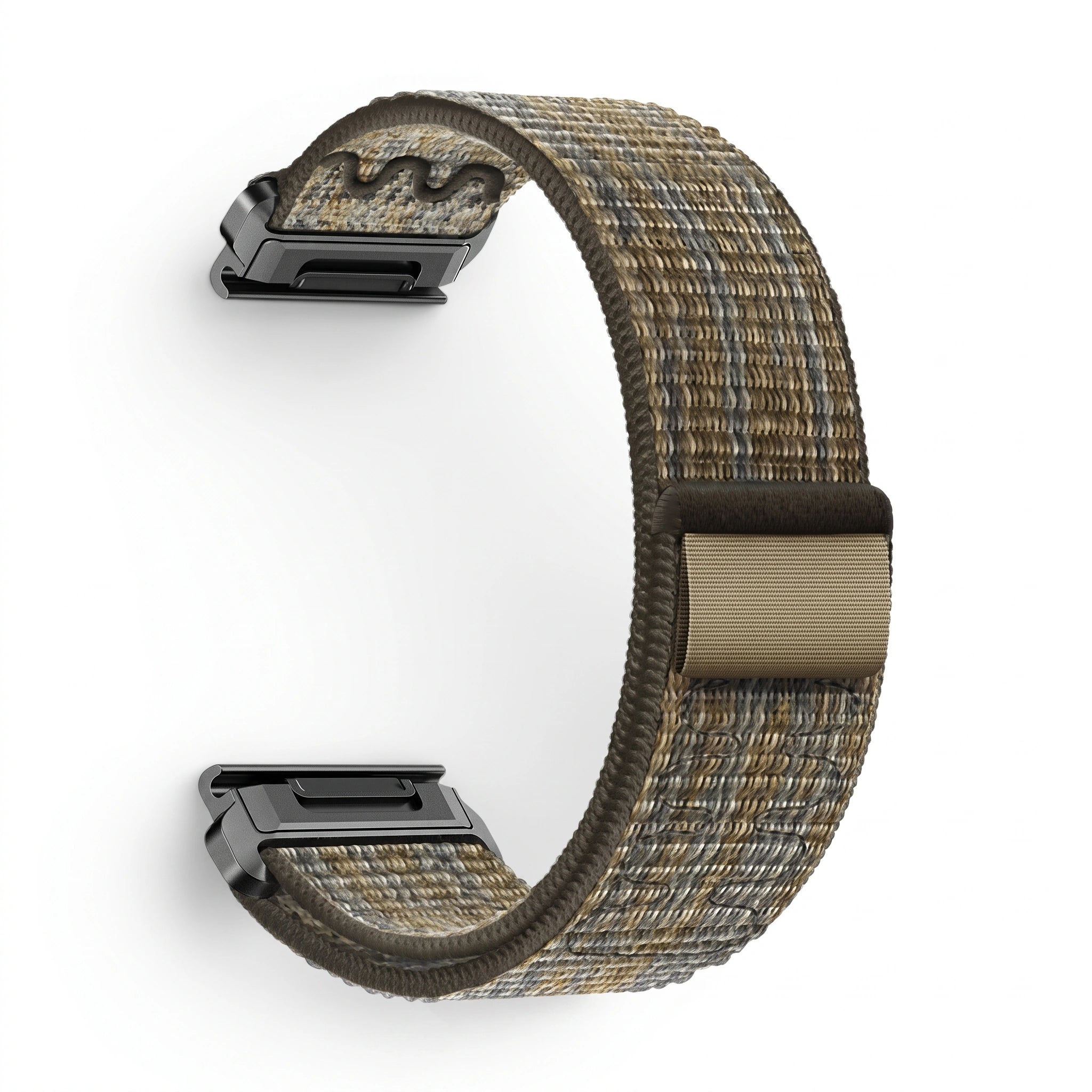 Bracelet Weave nylon tressé vert militaire, vue de profil - Garmin QuickFit 26mm | Clipz-it