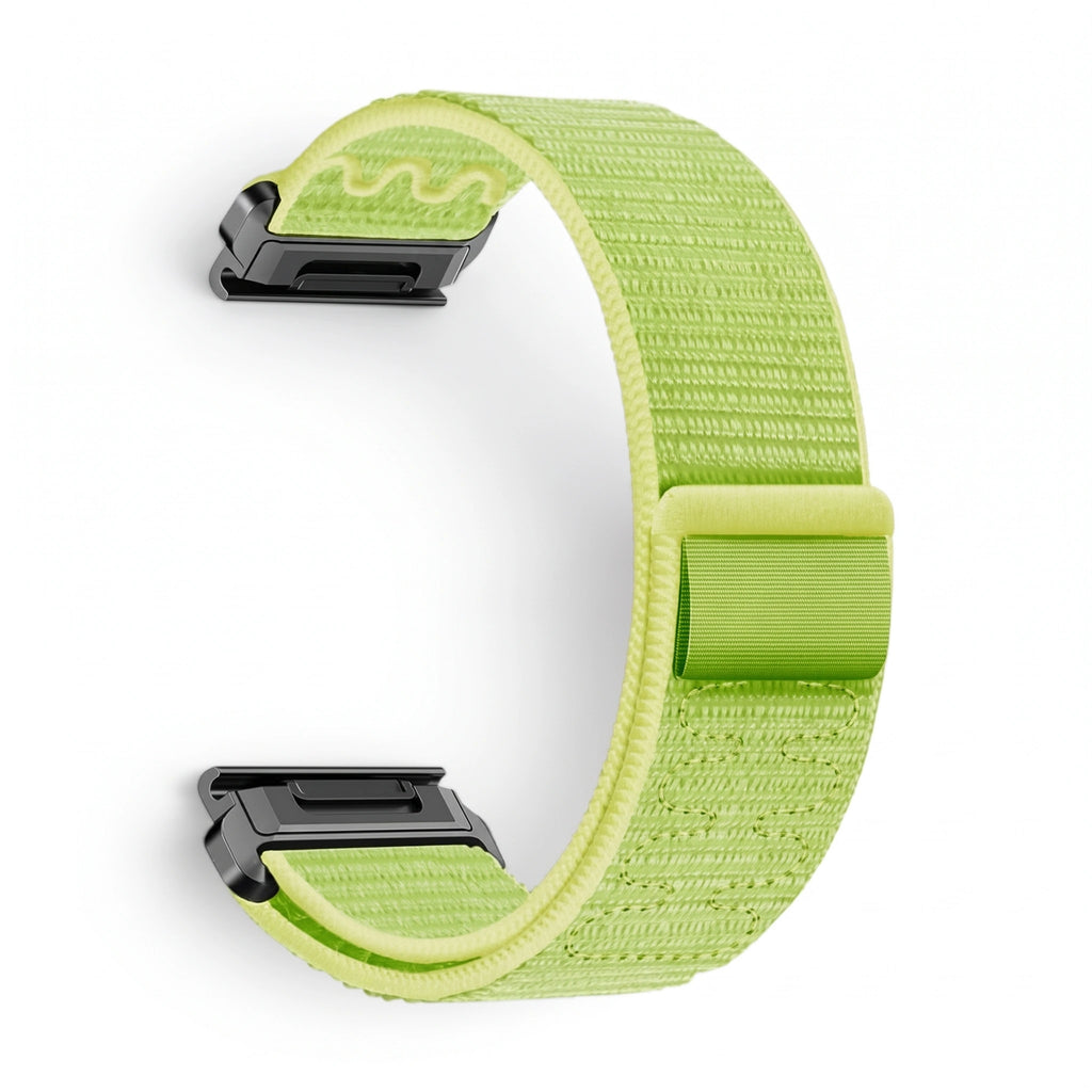 Bracelet Weave nylon tressé vert, vue de profil - Garmin QuickFit 26mm | Clipz-it