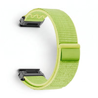 Bracelet Weave nylon tressé vert, vue de profil - Garmin QuickFit 26mm | Clipz-it