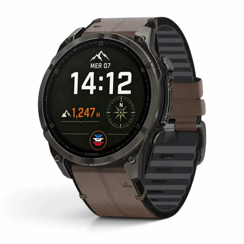 Bracelet Zephyr cuir café, vue de face - Garmin QuickFit 26mm | Clipz-it