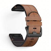 Bracelet Zephyr cuir marron, vue de profil - Garmin QuickFit 26mm | Clipz-it
