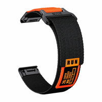 Striker braided nylon strap with velcro black / orange - Garmin QuickFit | Clipz-it