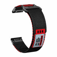 Striker braided nylon strap with velcro black / red - Garmin QuickFit | Clipz-it