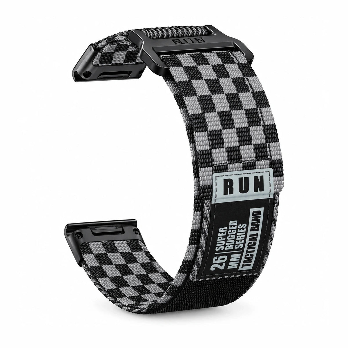 Bracelet Striker nylon tresse velcro noir / vert, vue 2 - Garmin QuickFit | Clipz-it