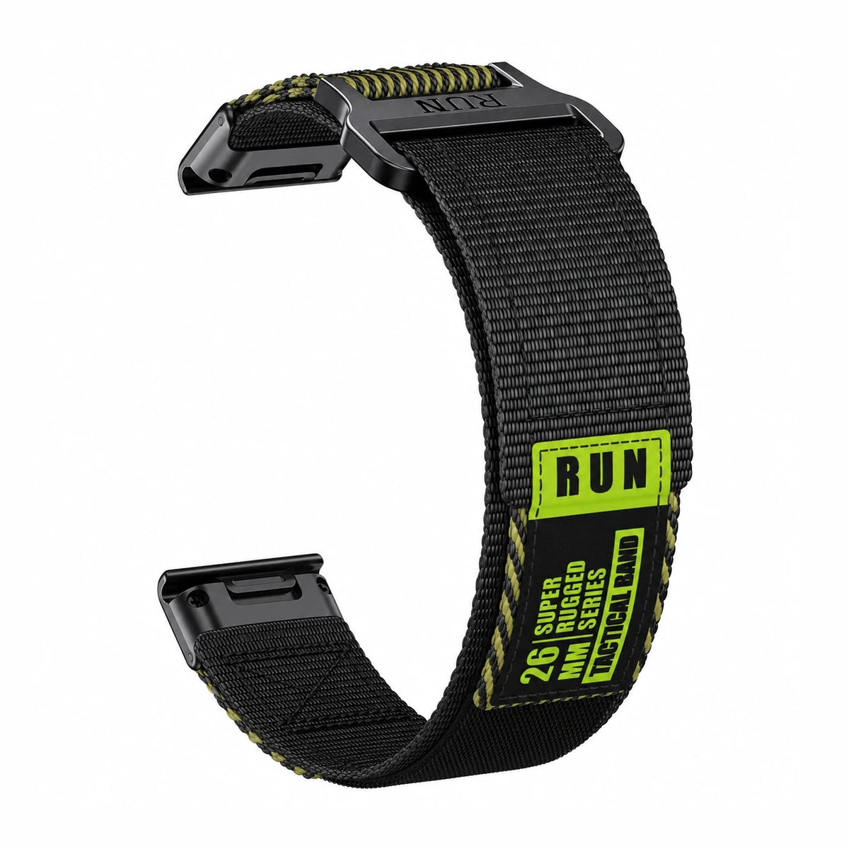 Striker braided nylon strap with velcro black / green - Garmin QuickFit | Clipz-it