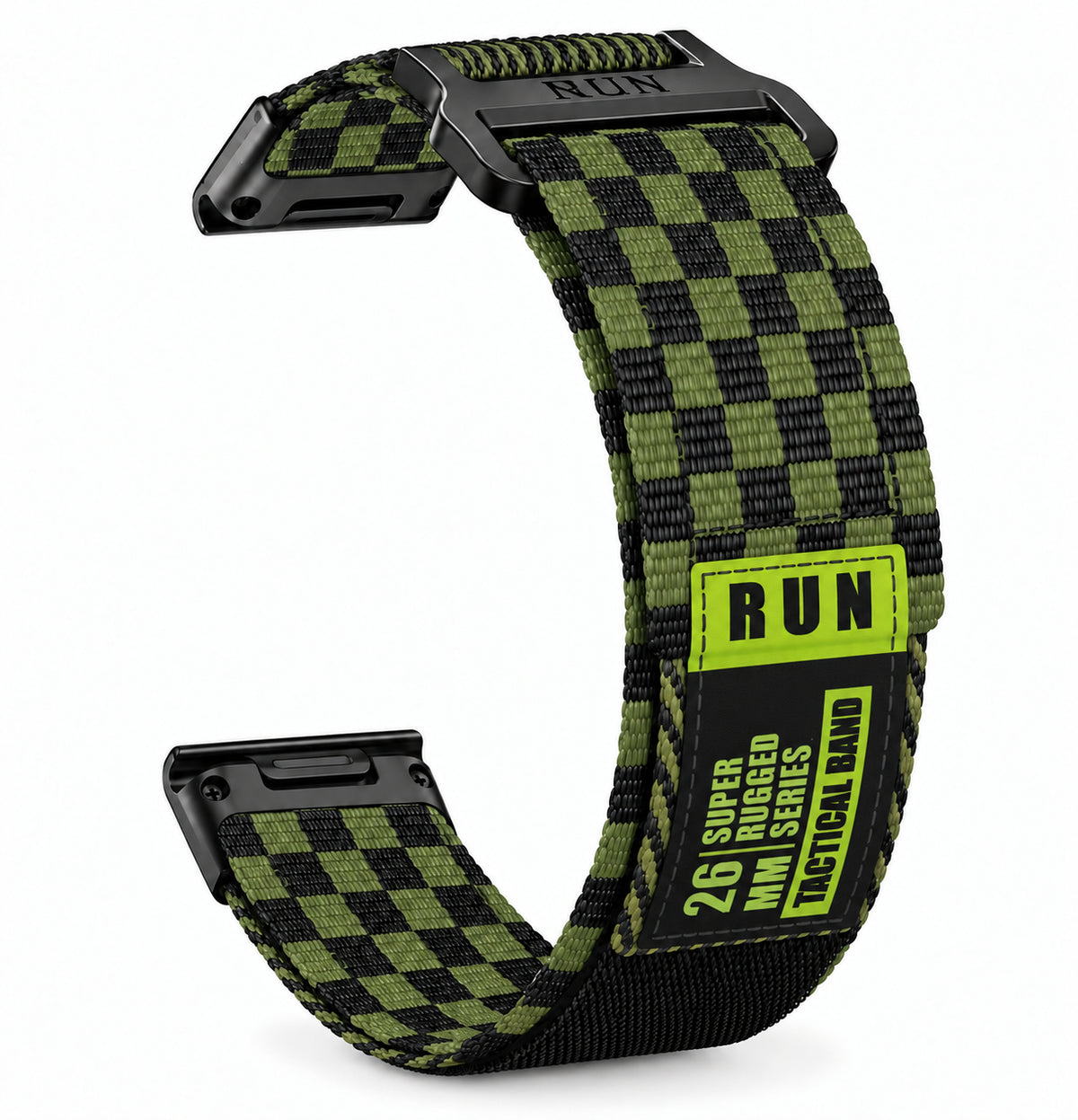 Striker braided nylon strap with velcro racing green - Garmin QuickFit | Clipz-it