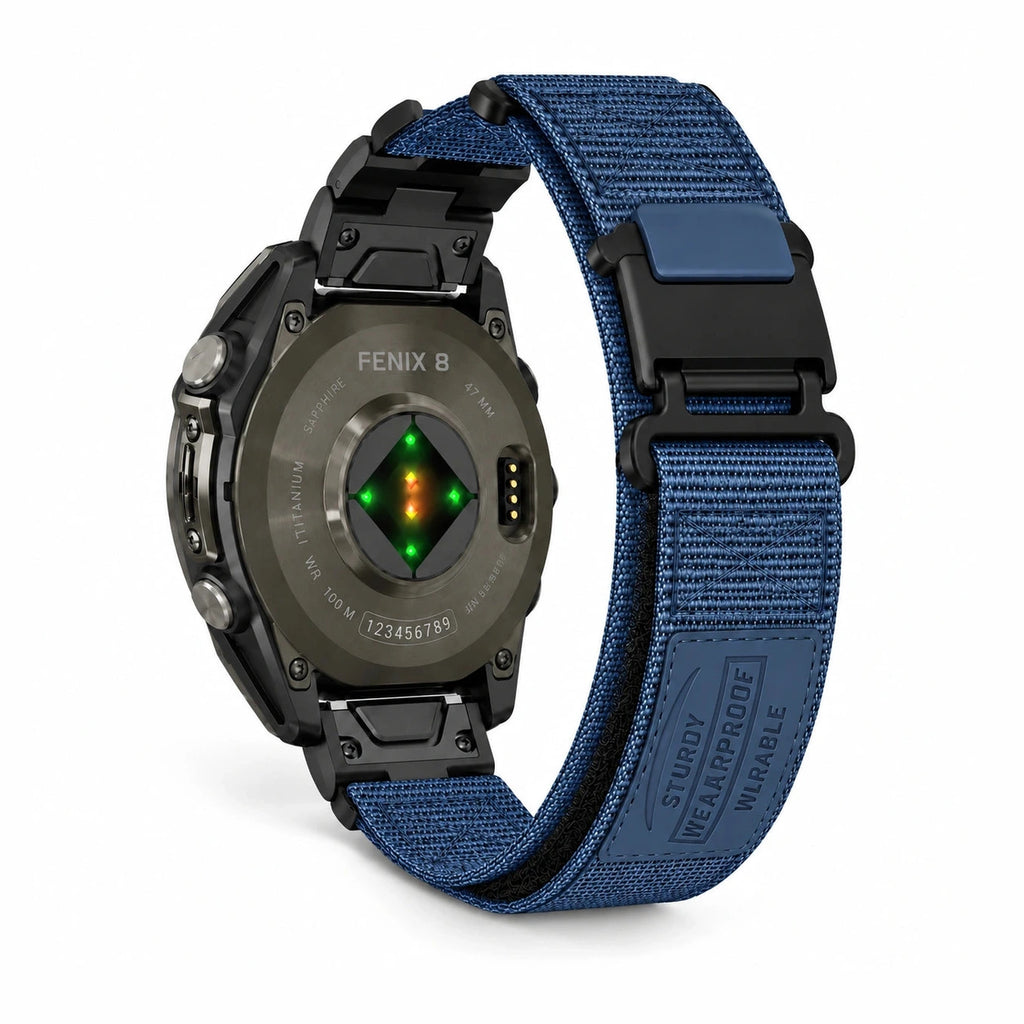 Bracelet Vanguard nylon magnétique bleu, vue de dos - Garmin QuickFit | Clipz-it