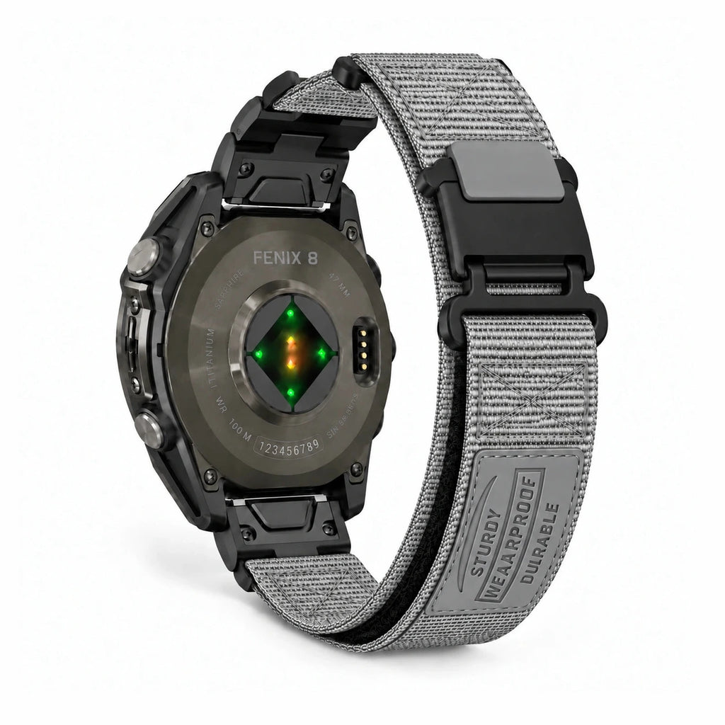 Bracelet Vanguard nylon magnétique gris, vue de dos - Garmin QuickFit | Clipz-it