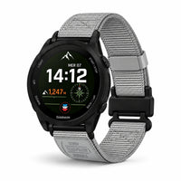 Bracelet Vanguard nylon magnétique gris, vue de face - Garmin QuickFit | Clipz-it