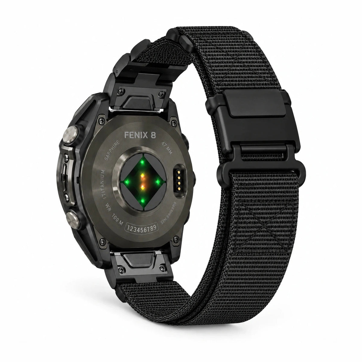Bracelet Vanguard nylon magnétique noir, vue de dos - Garmin QuickFit | Clipz-it