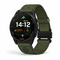 Bracelet Vanguard nylon magnétique vert, vue de face - Garmin QuickFit | Clipz-it