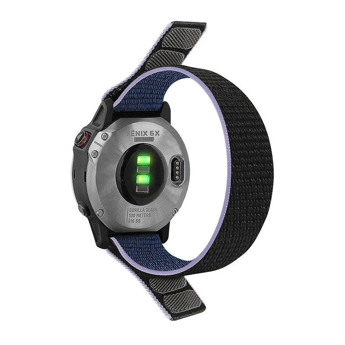 Nylonový řemínek Garmin Scout QuickFit 22mm na suchý zip, půlnoční modrá, doplňkový pohled – Clipz-it