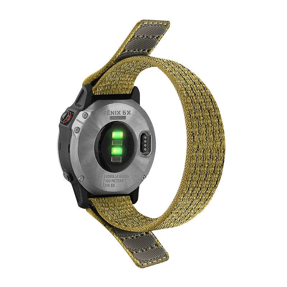 Nylonový řemínek Garmin Scout QuickFit 22mm na suchý zip, olivově zelený – Clipz-it