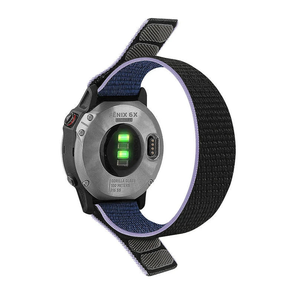 Garmin Scout QuickFit 26 mm urrem i nylon med velcro, midnatsblå, supplerende visning – Clipz-it