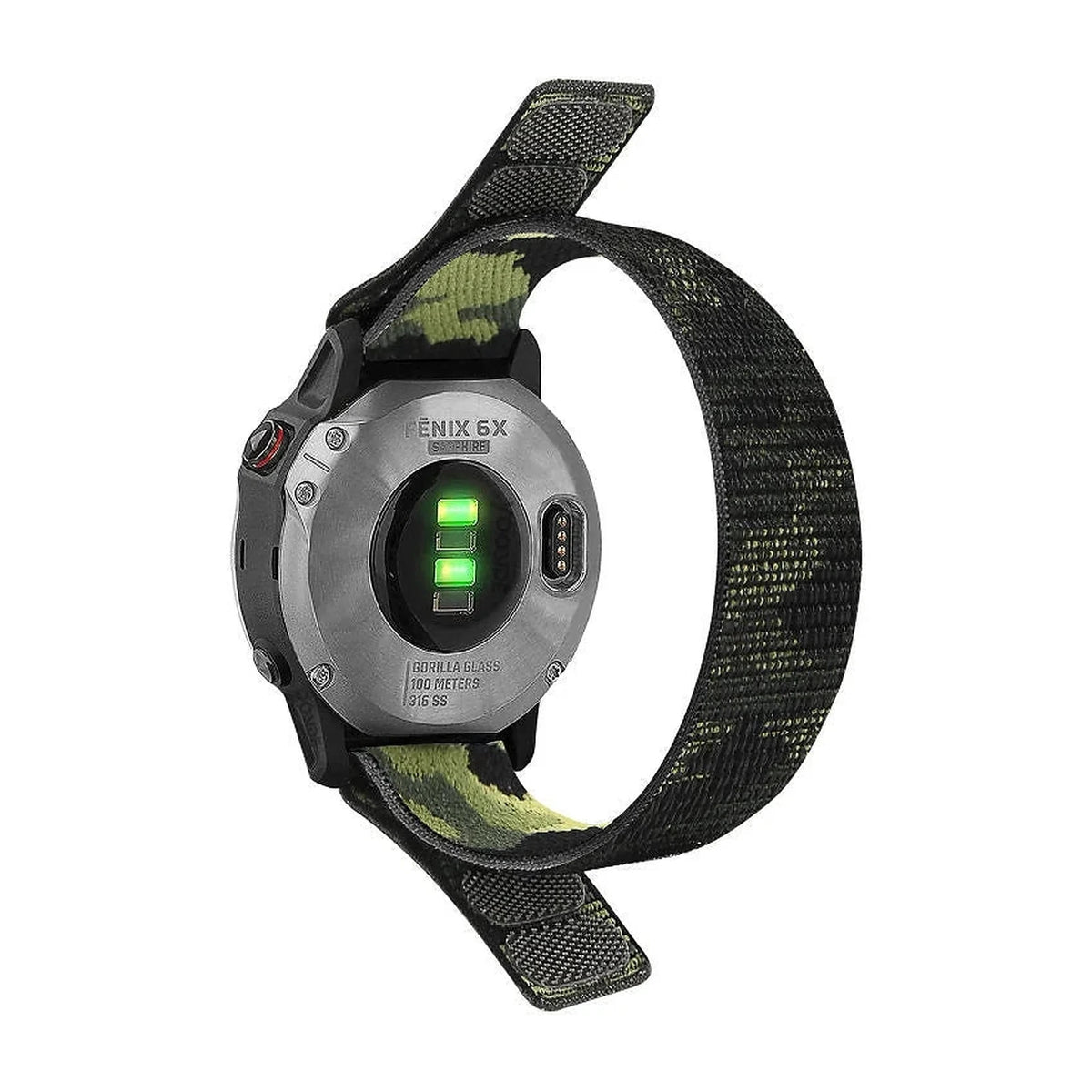 Garmin Scout QuickFit 26 mm urrem i nylon med velcro, grøn camouflage – Clipz-it