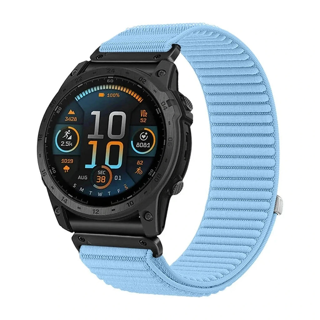Bracelet Garmin Terra QuickFit 26 mm bleu clair en nylon tissé – Clipz-it