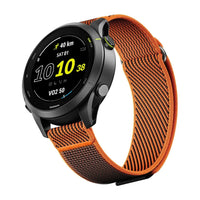 Bracelet Pace nylon extensible orange, avec montre, vue principale - Garmin Quick Release 20mm | Clipz-it