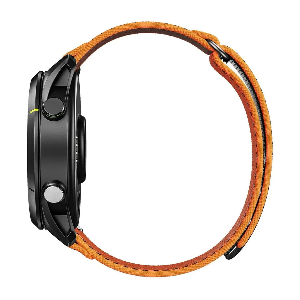 Bracelet Pace nylon extensible orange, avec montre, vue latérale - Garmin Quick Release 22mm | Clipz-it