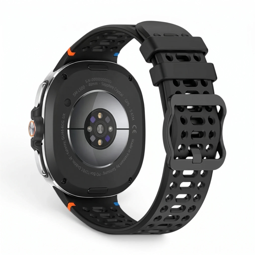 Bracelet Rush silicone noir, vue 2 - Samsung Galaxy Watch 8 | Clipz-it