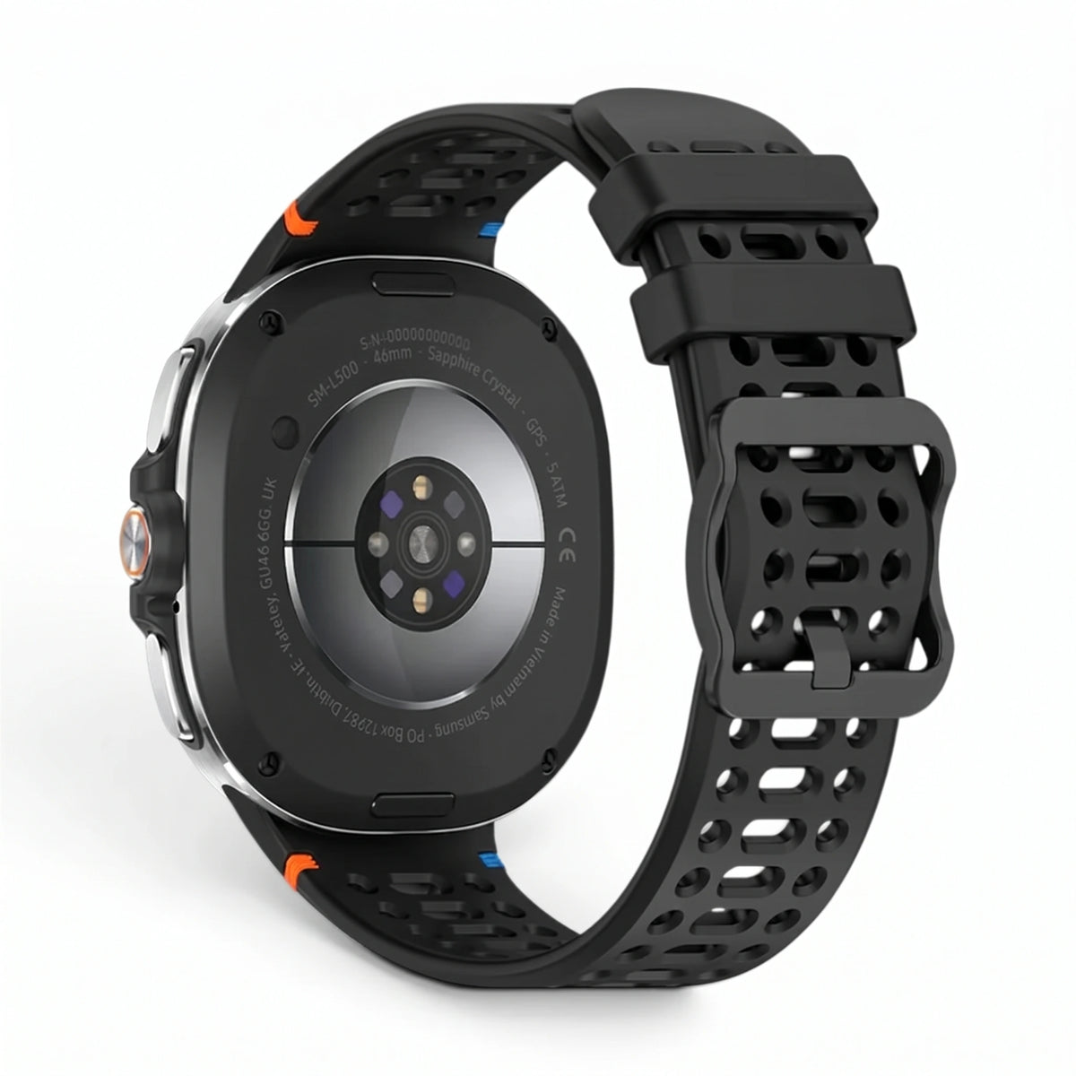 Bracelet Rush silicone noir, vue 2 - Samsung Galaxy Watch 8 | Clipz-it