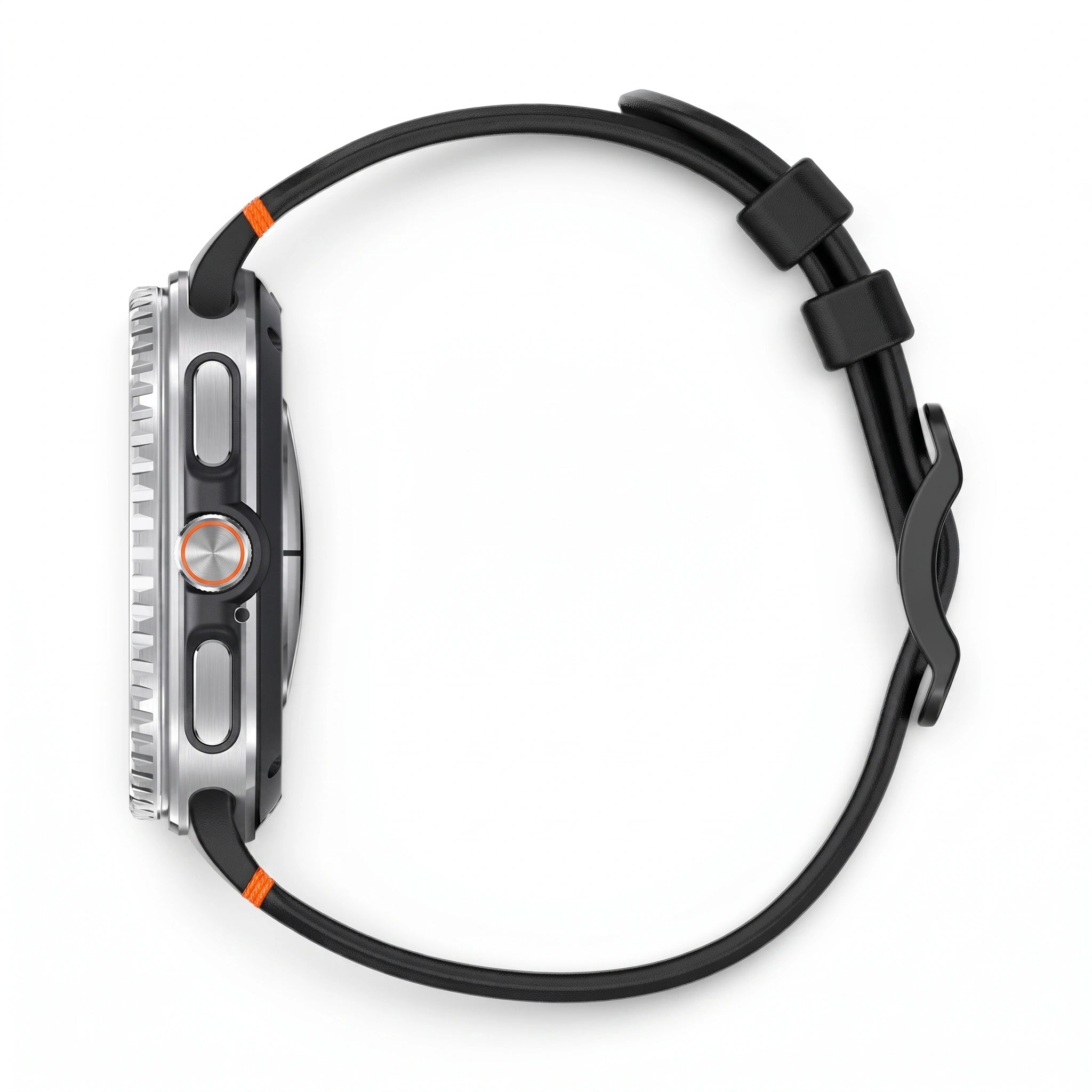 Bracelet Rush silicone noir, vue 3 - Samsung Galaxy Watch 8 | Clipz-it