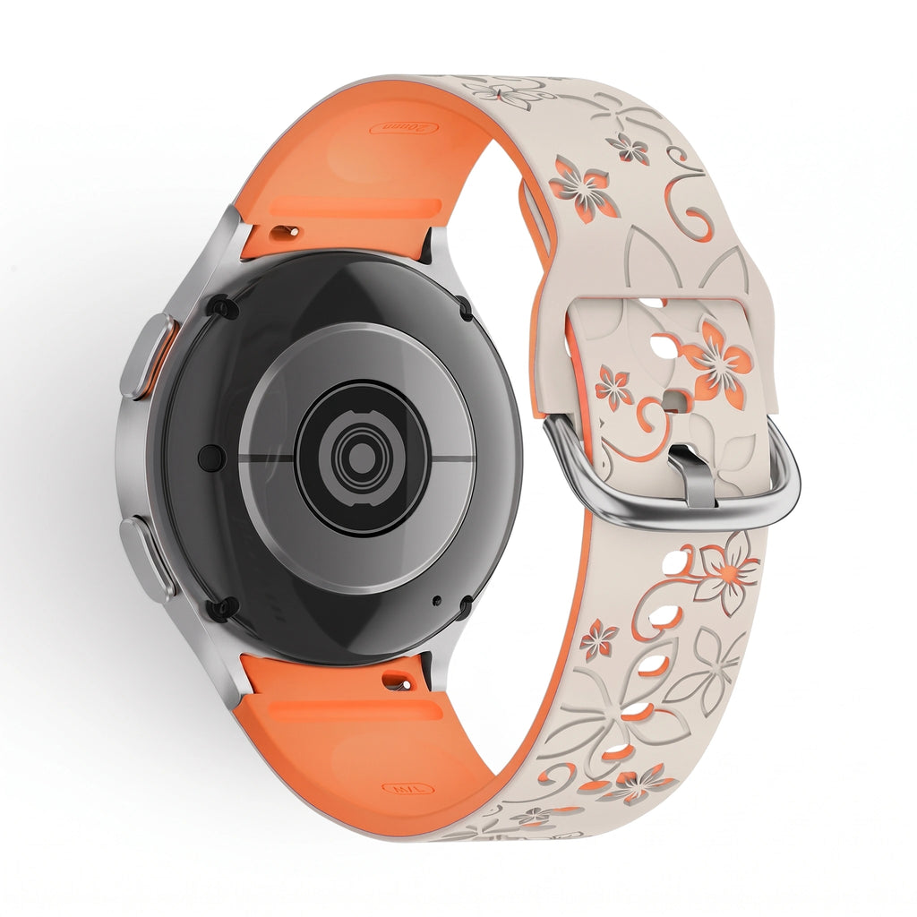 Bracelet Blush silicone beige & orange, vue 2 - Samsung Galaxy Watch | Clipz-it
